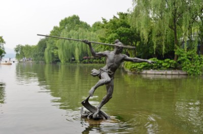 Scattered around the West Lake area of Hongzhou, China are a few of these statues/sculptures.